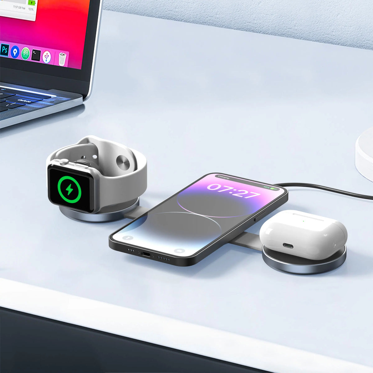 3 in 1 Foldable Wireless Charger 15W Fast Charging Station Magnetic Charging Dock