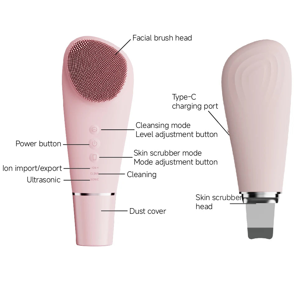 Electric Silicone Face Cleaning Brush Waterproof Face Scrubber Massager Sonic Vibrating