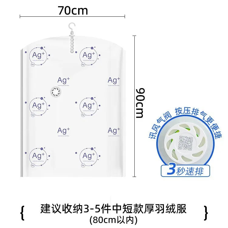 Vacuum Compression Bags Pump Free PA+PE Antibacterial Japandi Style Glossy Space Saving