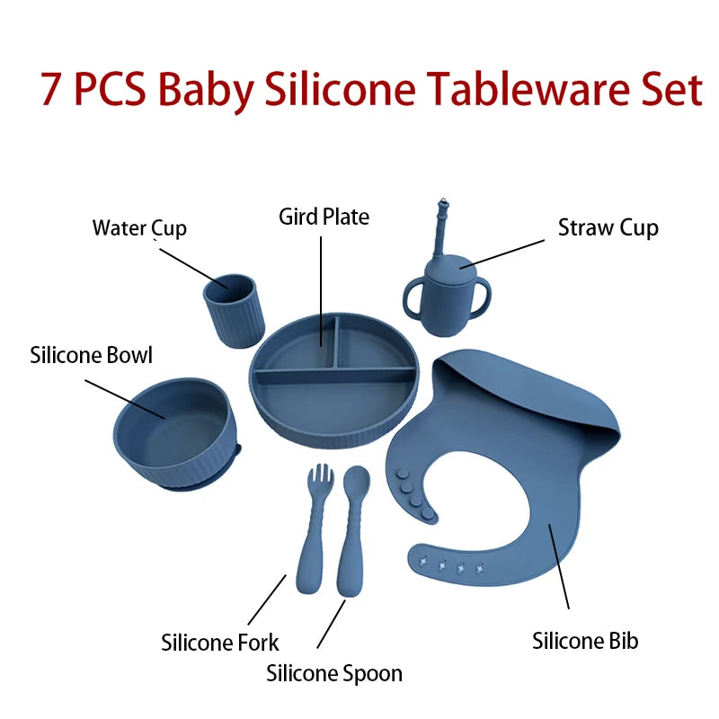 Silicone Tableware Baby Products Eating Set Feeding Supplies Dining Plate Set Baby