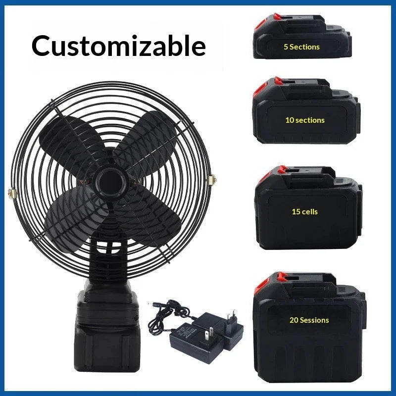 Outdoor Camping Lithium Battery Electric Fan High-Power Long-Lasting Portable Silent