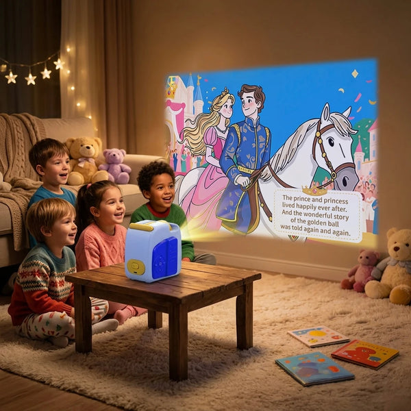 Kids Story Projector 4 Story Disks Portable Night Light Customizable Children Projection