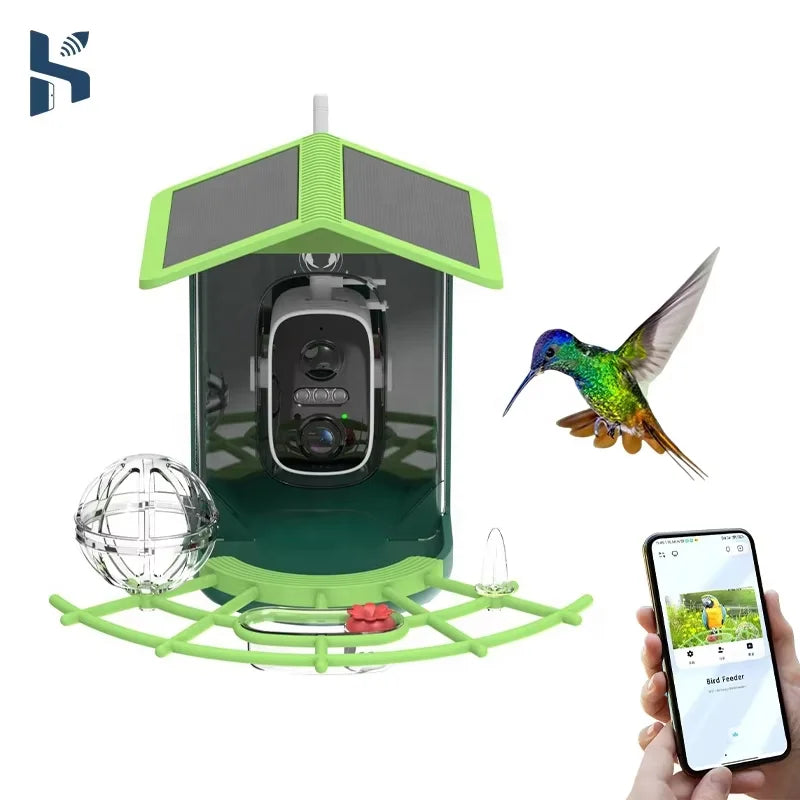 Solar Powered Smart Bird Feeder with HD WiFi Camera AI Bird Recognition Outdoor Automatic