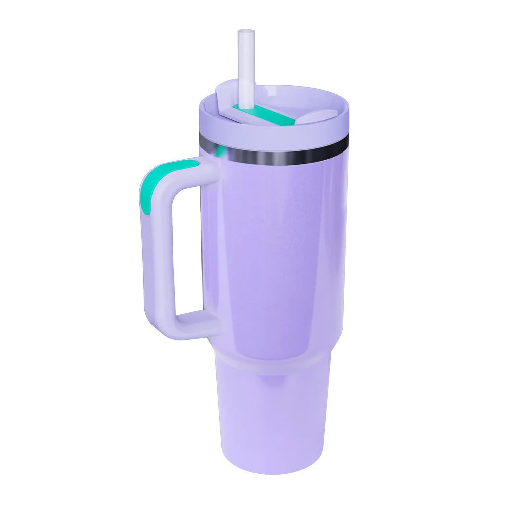 304 Stainless Steel 40oz Double Wall Vacuum Insulated Tumbler with Straw and Hand Grip
