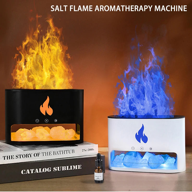 USB Volcano 3D Flame Humidifier Blue Fire Salt Stone Flame Aroma Diffuser Humidifier