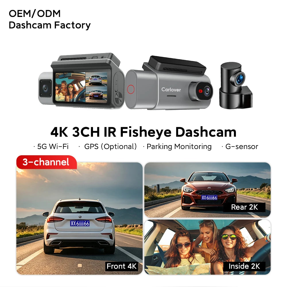 3 Channel 4K Ultra HD Dash Cam 4k Dash Camera for Cars 3 Channel Dash Cam 4k WiFi Car