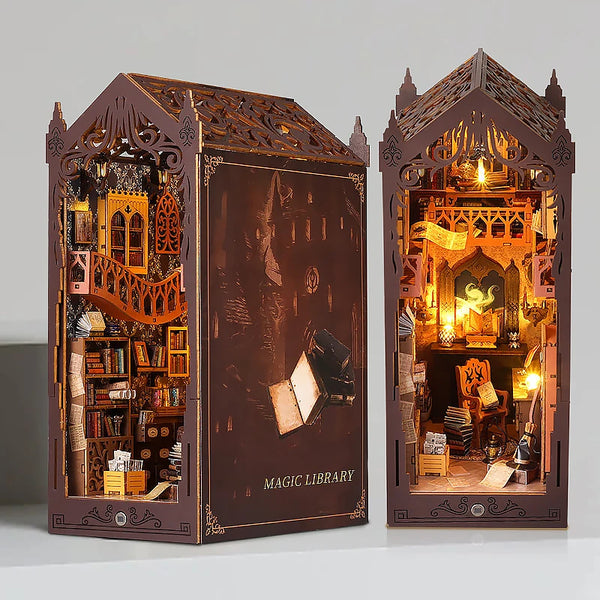 DIY Book Nook Insert Kits Wooden Doll House Building Kit Magic House Casa Bookend