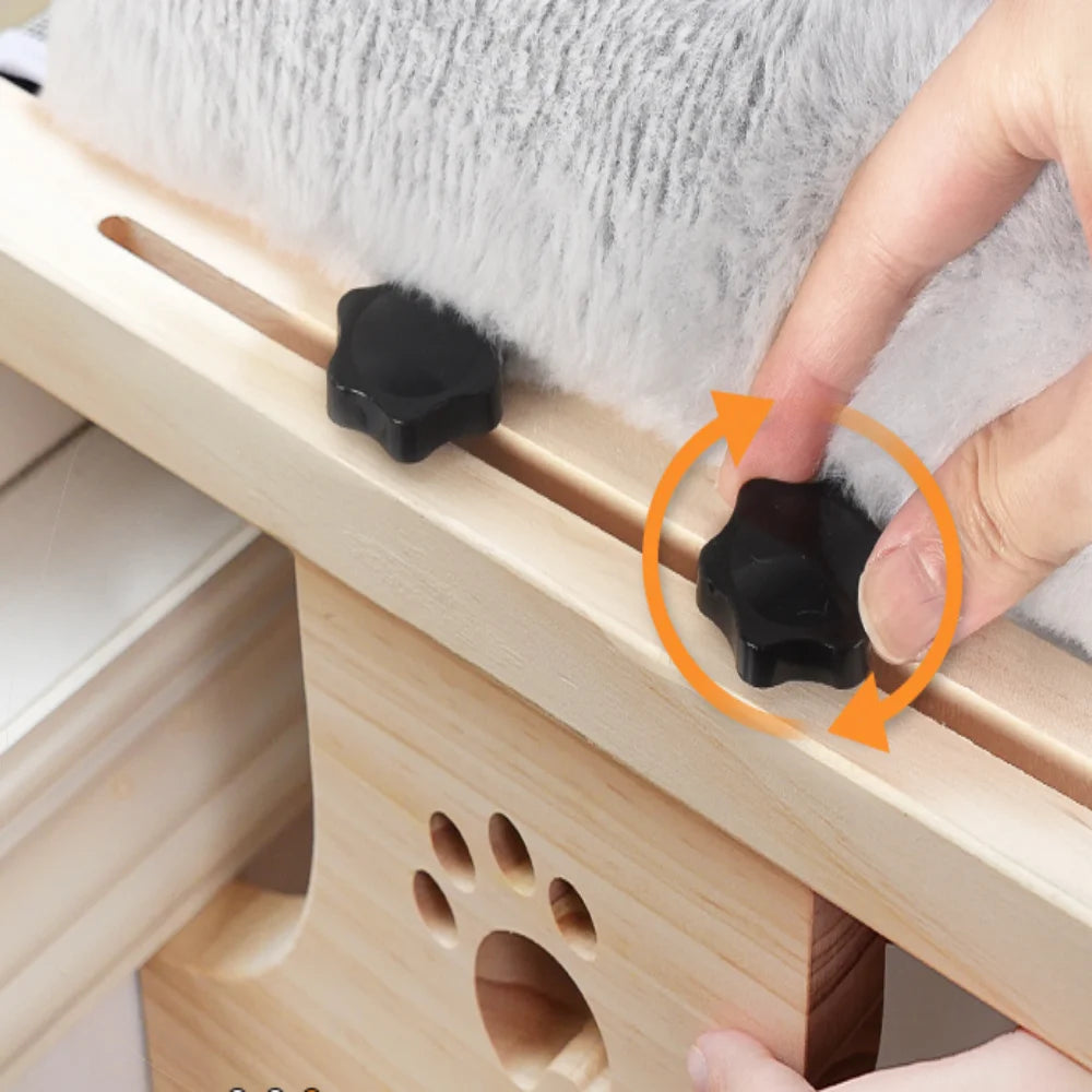 Cat Sill Window Perch Sturdy Hammock Wood Metal Frame Easy Adjust Window Seat Cushion