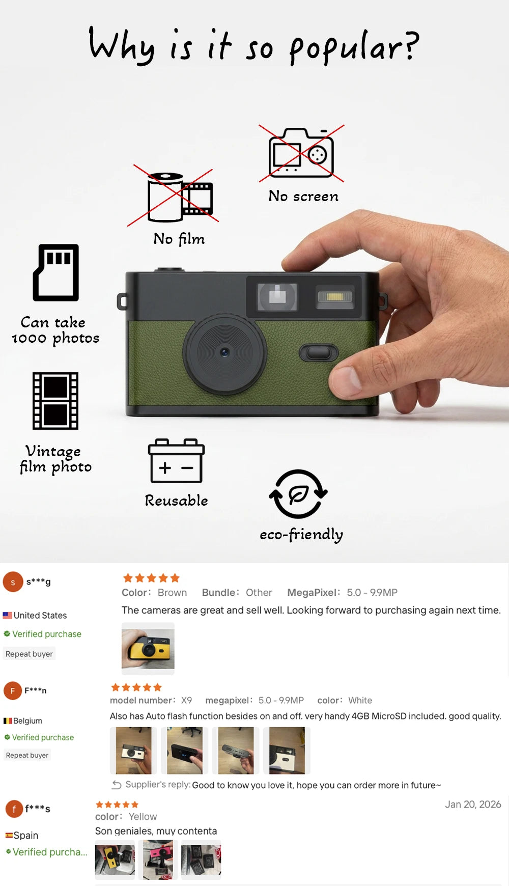 Vintage Film Style Screenless Camera Portable Gift Camera