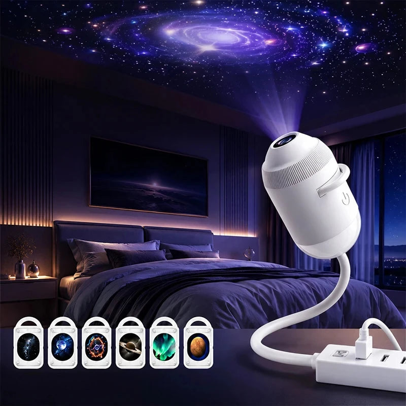 6 Projection Films Galaxy Star Projector Night Light ABS Material USB Powered Adjustable
