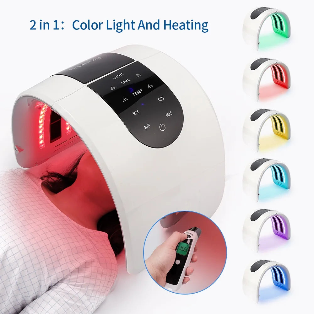 Red and Infrared LED Facial Light Mask for Home Beauty Routines, White