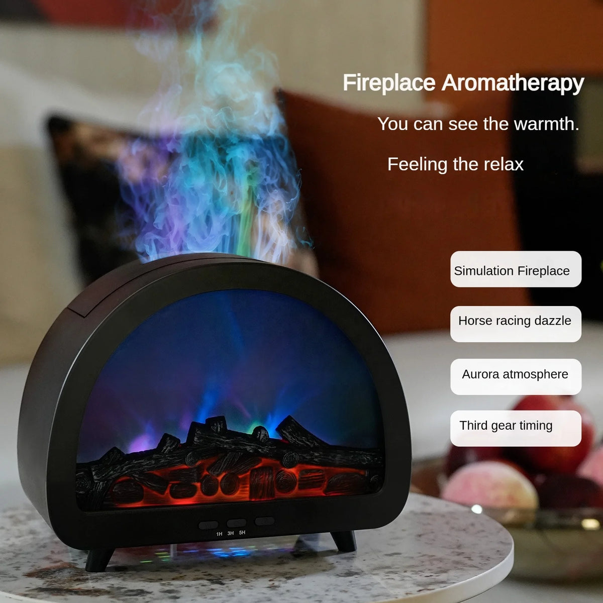 Portable USB Plastic Aroma Diffuser Flame Humidifier 3D Fire Ultrasonic Remote Control