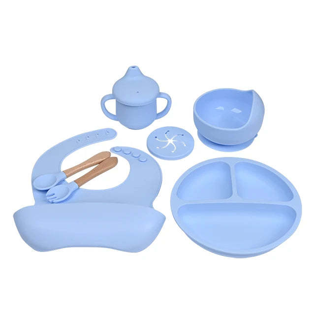 CE CPC Certified BPA Free Microwavable Silicone Baby Feeding Set Soft Spout Sippy Cup