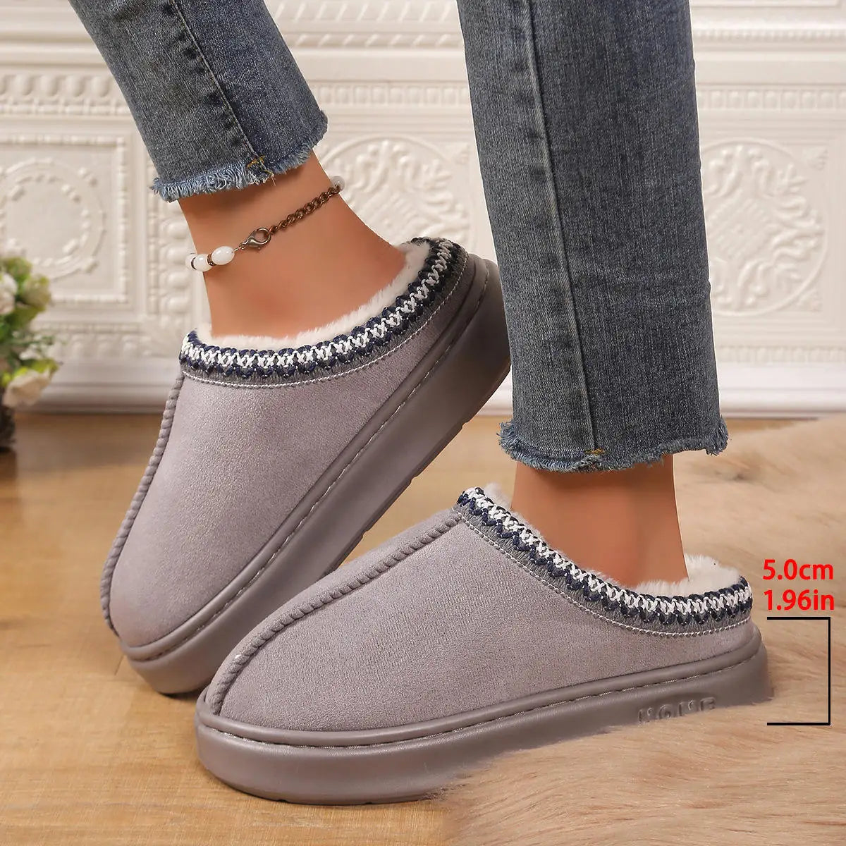 Soft Faux Suede Fur Slippers Indoor Home Shoes Cute Female Fuzzy Women Men Four Seasons