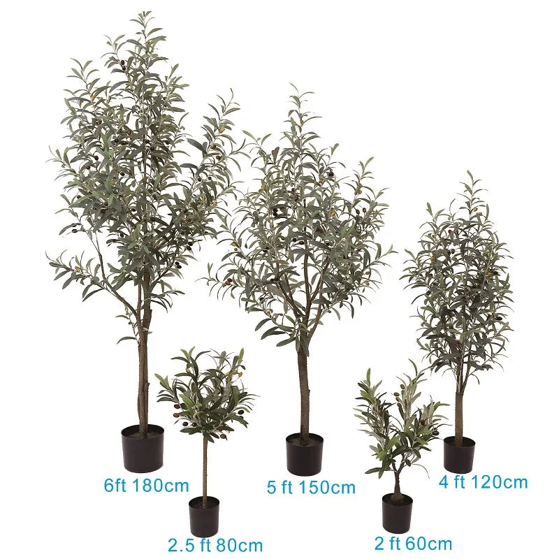 Artificial Olive Tree in 6, 7 or 8 ft, Plastic Faux Plant for Indoor or Outdoor