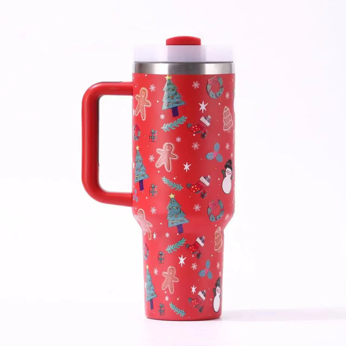 Christmas Gift 40Oz Insulated Stainless Steel Travel Tumbler with Handle And For Straw
