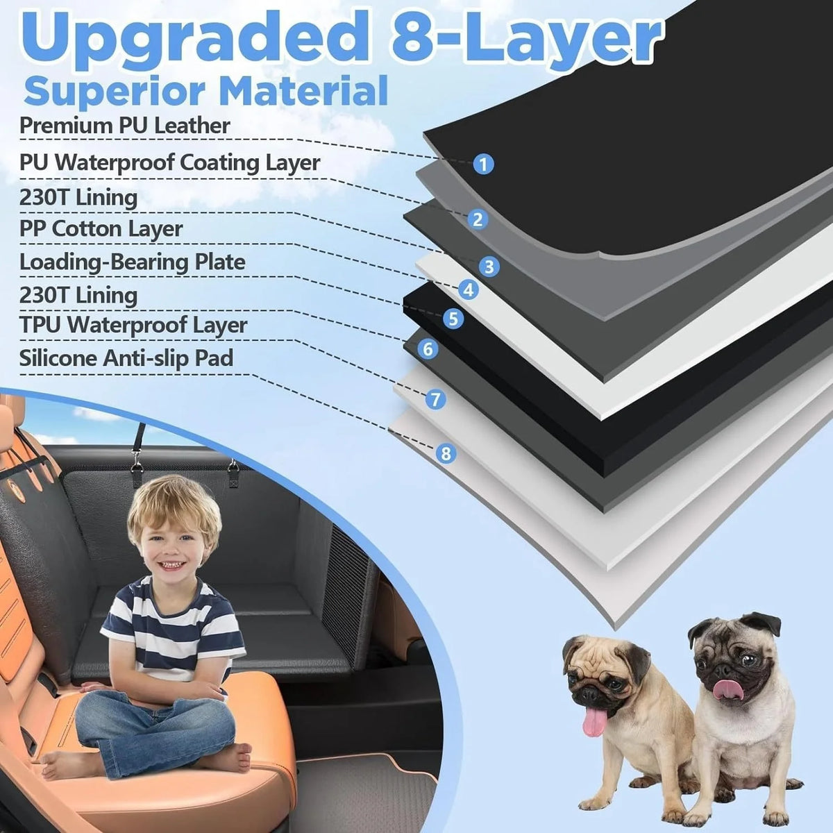 Pet Car Seat Cover Solid Waterproof Foldable Dog Rear Seat Protector