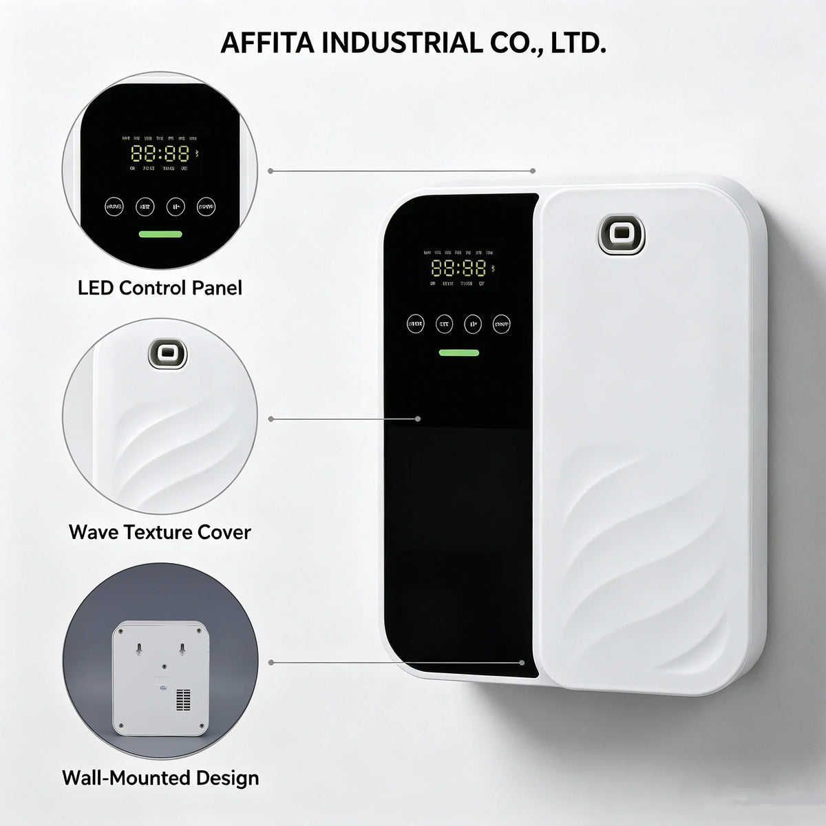 500ml Waterless Wall-Mounted & Tabletop Essential Oil Diffuser App Control for Commercial