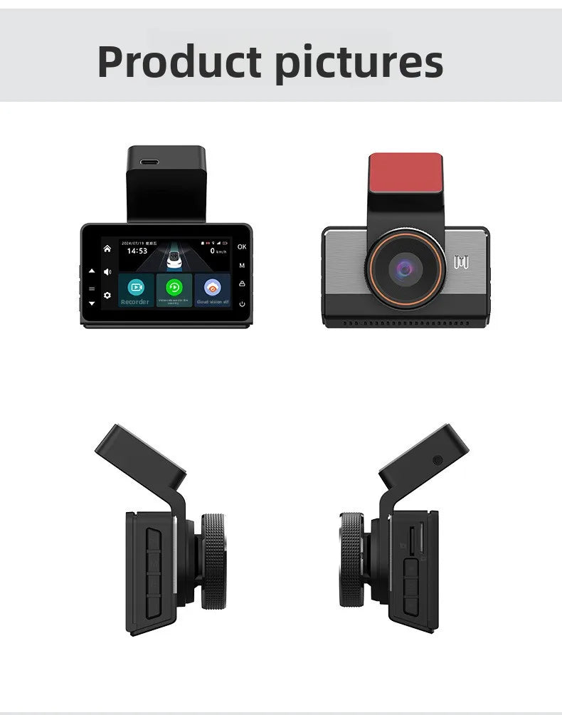 4G 2-Camera Vehicle Dash Camera HD DVR Front/Rear Recording In-Vehicle Remote Real-Time