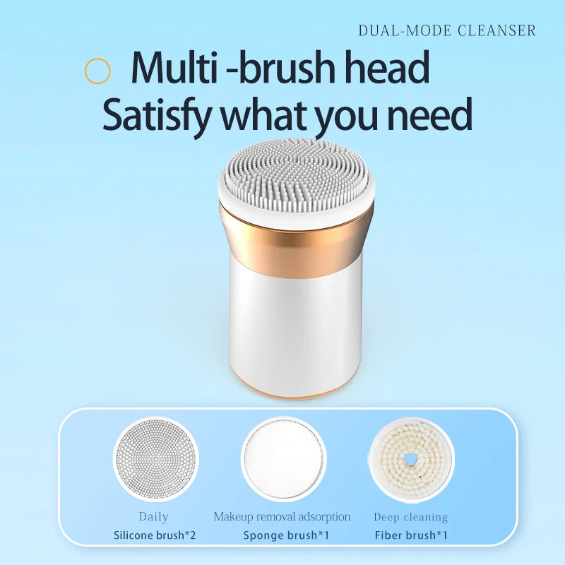 Facial Cleansing Brush 3 in 1 Skin Care Exfoliating IPX6 Mini Deep Cleaning Waterproof