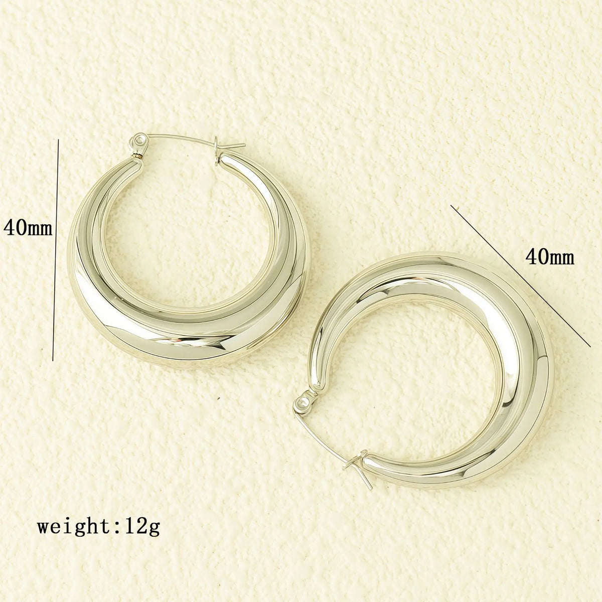 Charm Chunky Hoop Earrings Stainless Steel Metal 18K Gold Plated Waterproof Huggie
