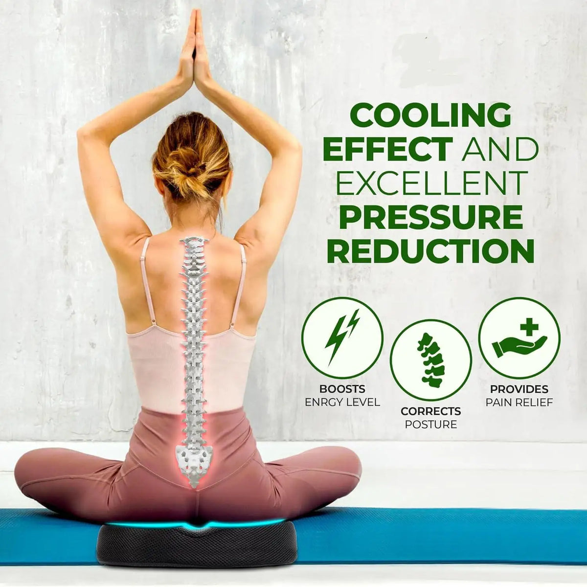 Memory Foam Gel Velvet Coccyx Office Chair Seat Cushion Non-Slip Cooling Eco-Friendly