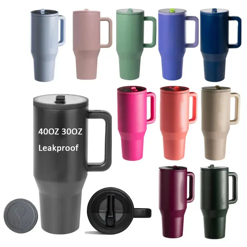 40 Oz New Simple Leak Proof Travel Tumbler With Handle and Straw Lid Vacuum Mug