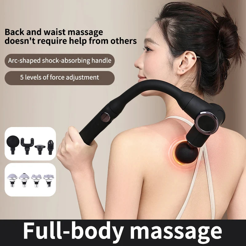 Professional Adjustable Angle Massage Gun 4 Heads Deep Tissue Percussion Portable