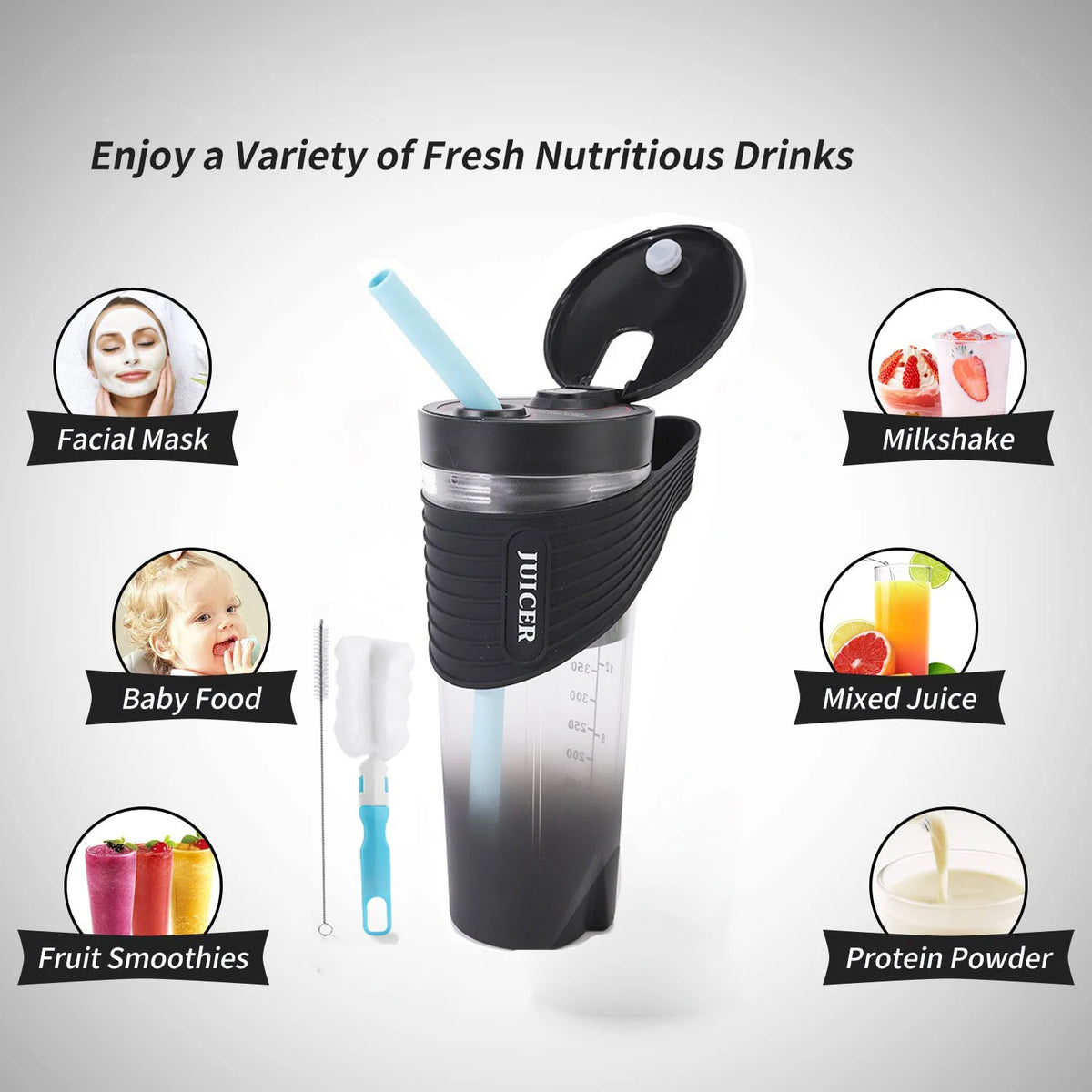 4000mah Super High Speed Portable USB Car Blender 460ml Rechargeable Stainless Steel