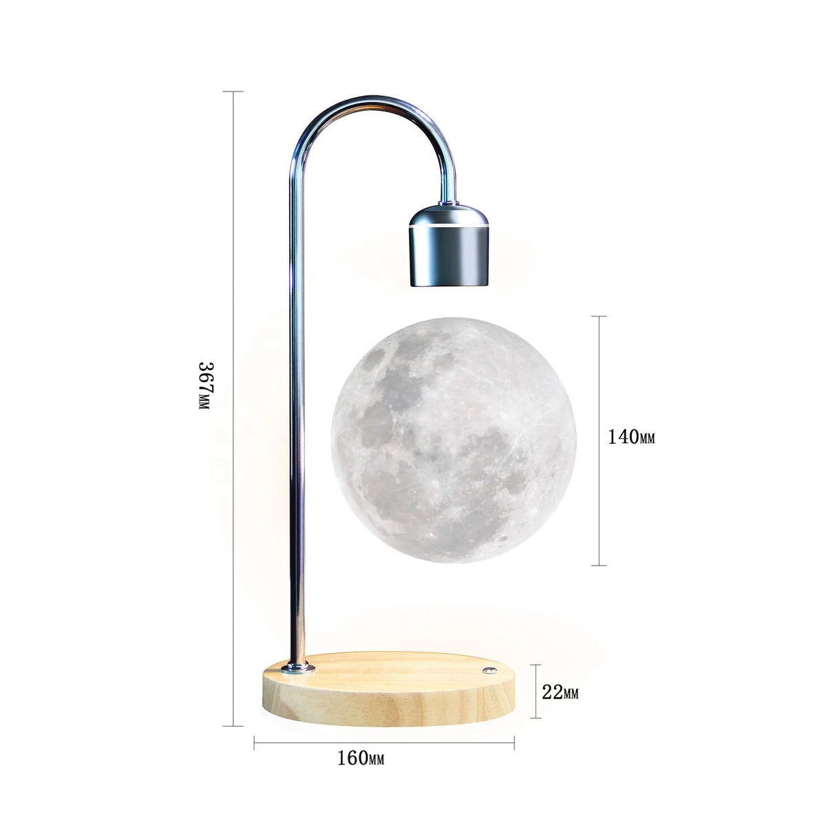Table Lamp Magnetic Levitating 3D Moon Lamp with Wireless Charger Faux Wood Base for Kids