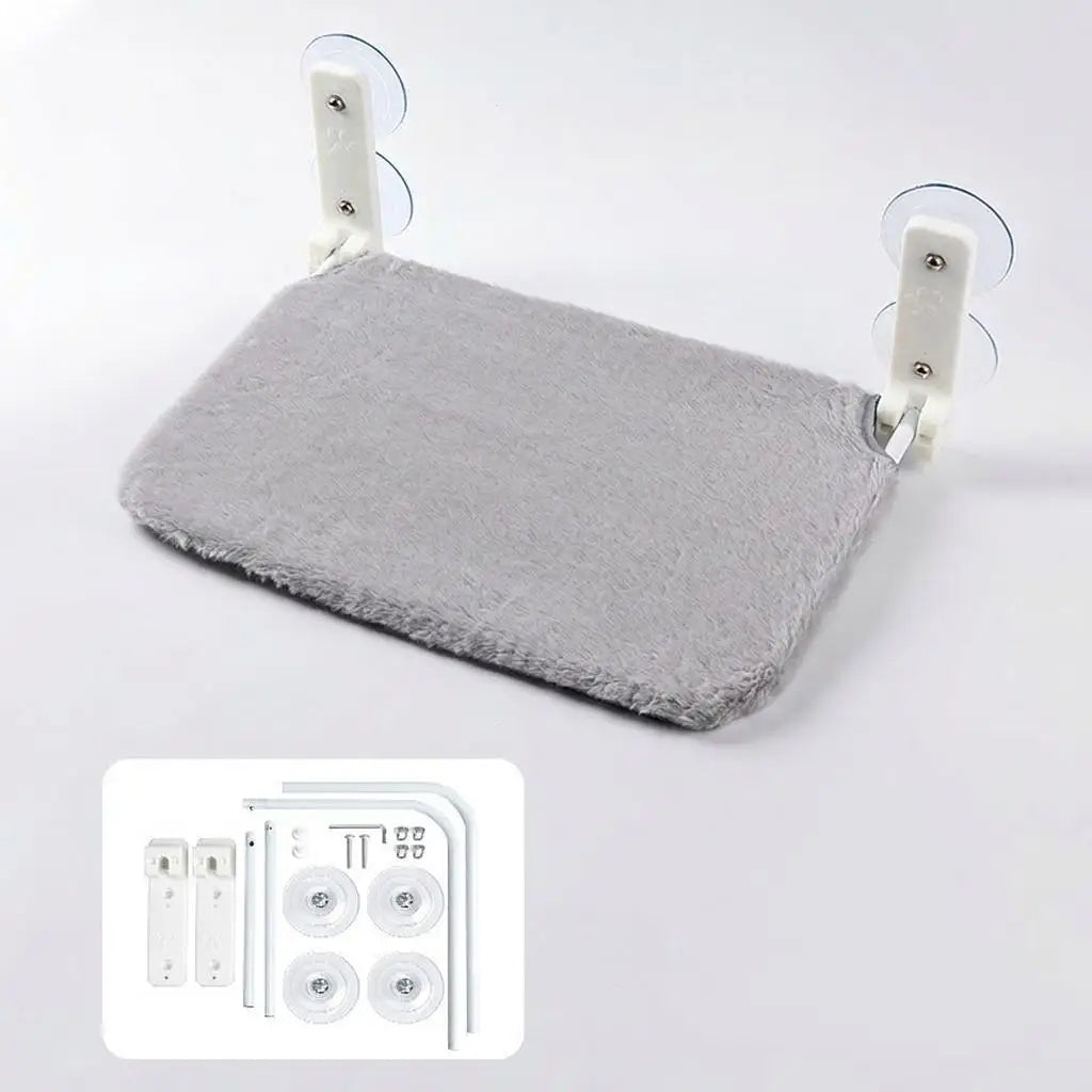 Luxury Square Winter Cat Window Perch Bed with Suction Cups Plush Hammock for Comfortable