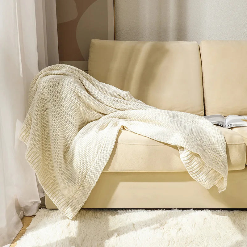 Chunky Cable Knit Throw Blanket for Modern Farmhouse Decor, Soft Feel Bed Runner,