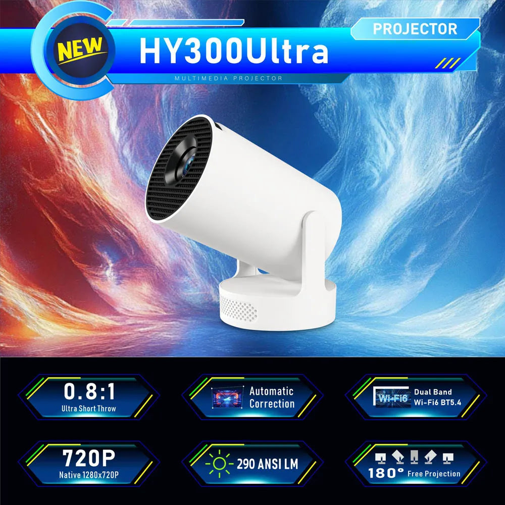 Smart Mini Projector with 1080p Support, LCD Home Media Projector, White