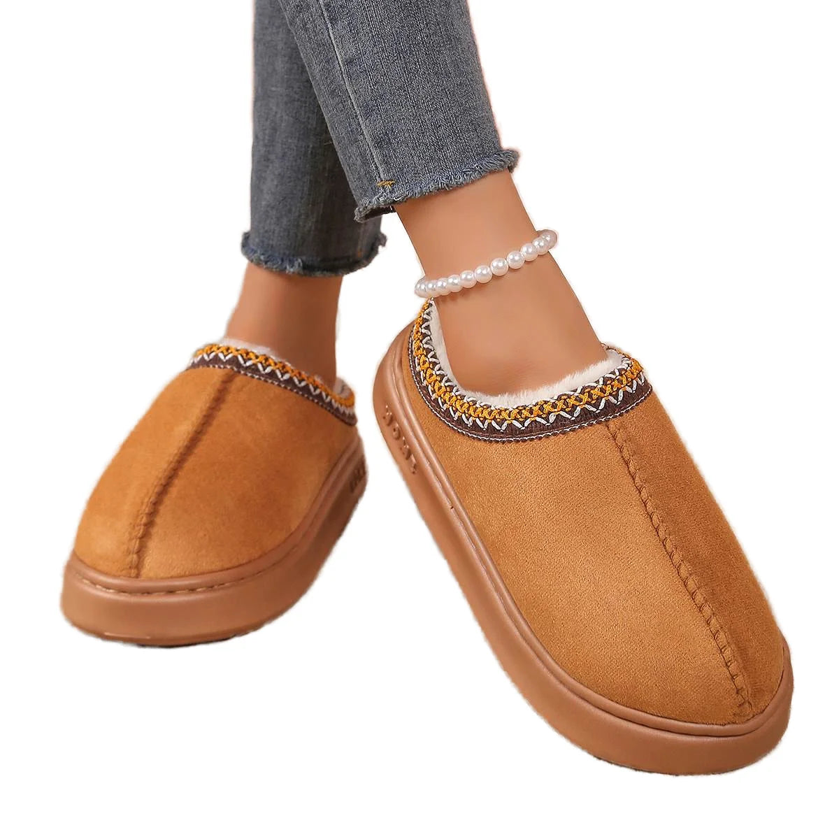 Soft Faux Suede Fur Slippers Indoor Home Shoes Cute Female Fuzzy Women Men Four Seasons
