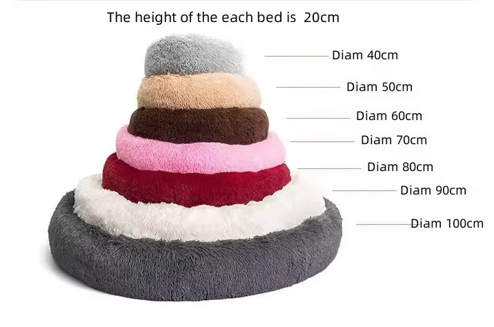 Luxury Fluffy Cushion Plush Soft Donut Dog Bed Accessories Washable Calming Sofa Camas