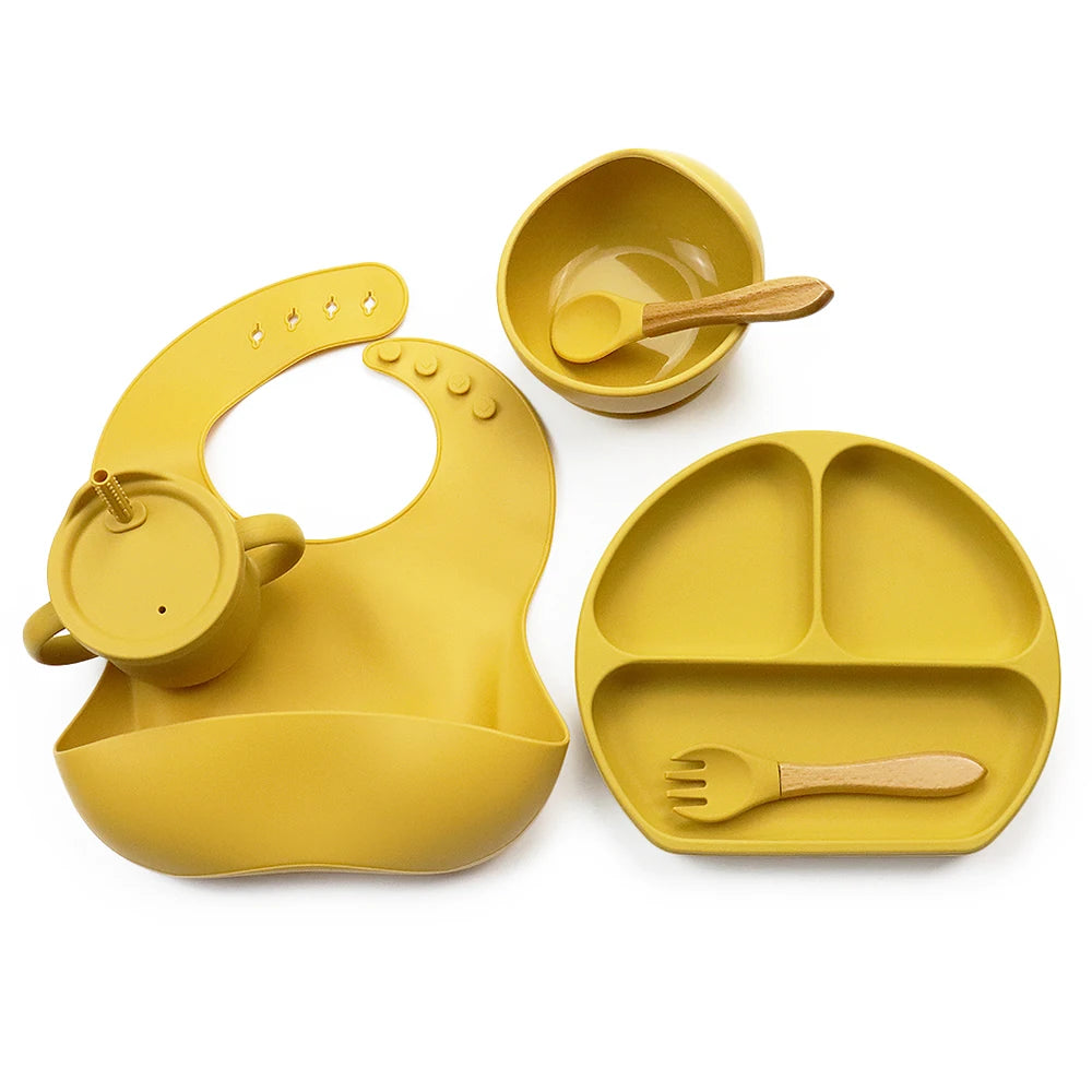 Bpa Free Silicone Baby Feeding Set Food Grade Silicone Spoon and Fork Snack Sippy Cup