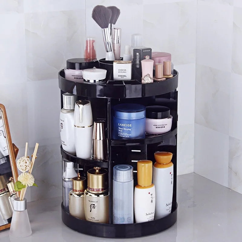 Rotating Transparent Acrylic Cosmetic Storage Box Desktop Organizer No Cover for Skincare