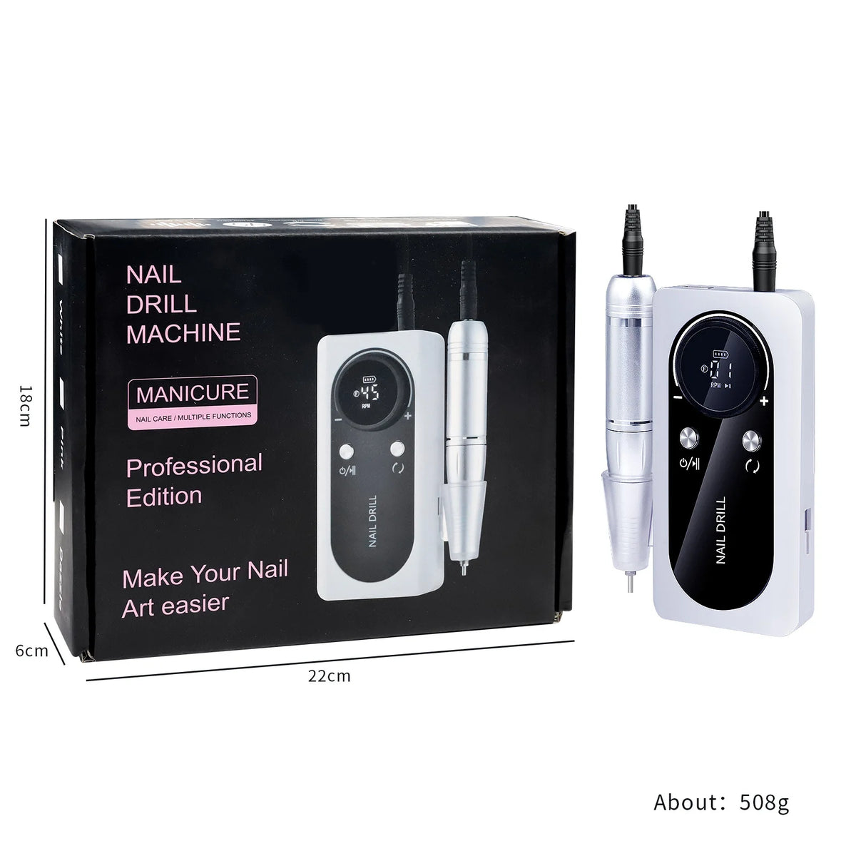 Rechargeable Portable Electric Nail Drill Machine 45000RPM Professional Nail Polisher