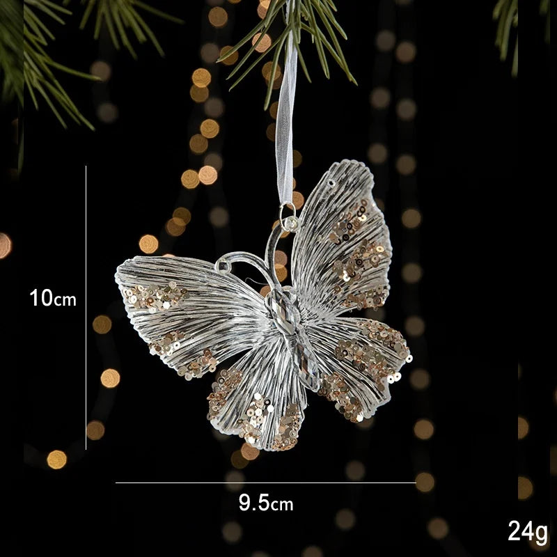 Christmas Ornaments Sequins Acrylic Transparent Snowflake Pendant Hanging Decor Christmas