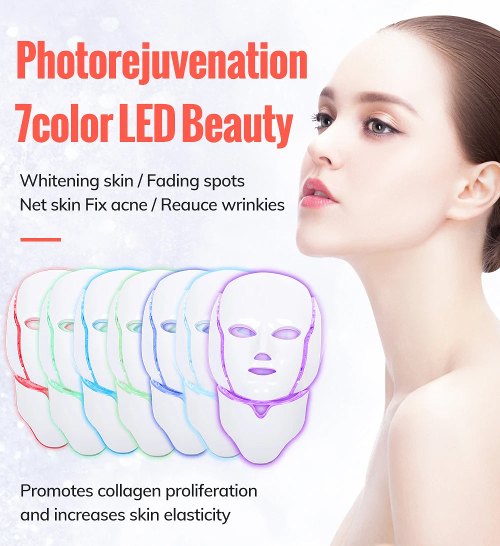 7-Color LED Light Therapy Facial Mask Red Light Skin Care Photon Led Face Mask Handheld