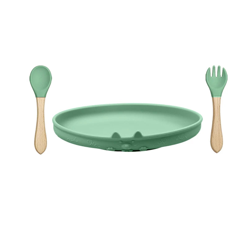 Food Grade Silicone Baby Feeding Set With Cup Bowl Plate Bib Spoon and Fork Easy Clean