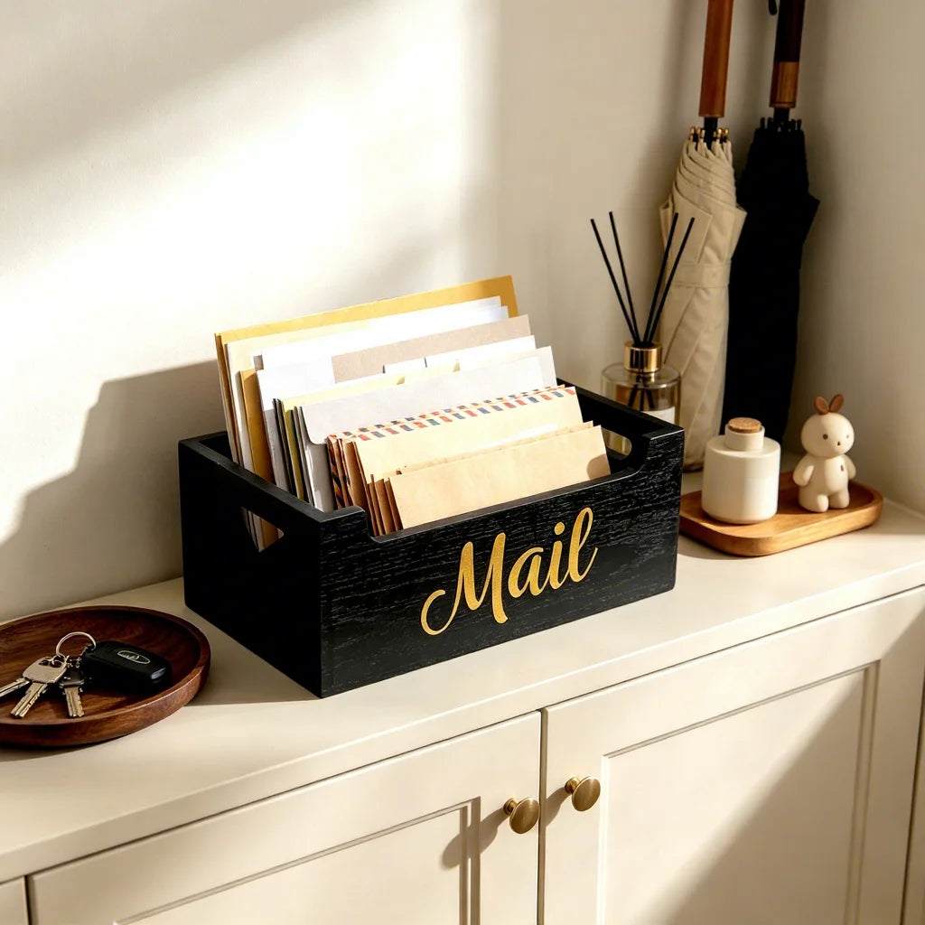 Wooden Rectangle Office Desk Organizer Letter Holder Rack for Home/Office Countertop