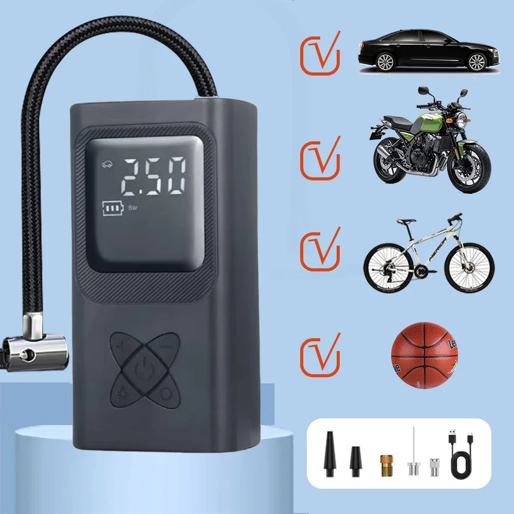 High Pressure Wireless Rechargeable Digital 150Psi Inflation Car Electric Portable