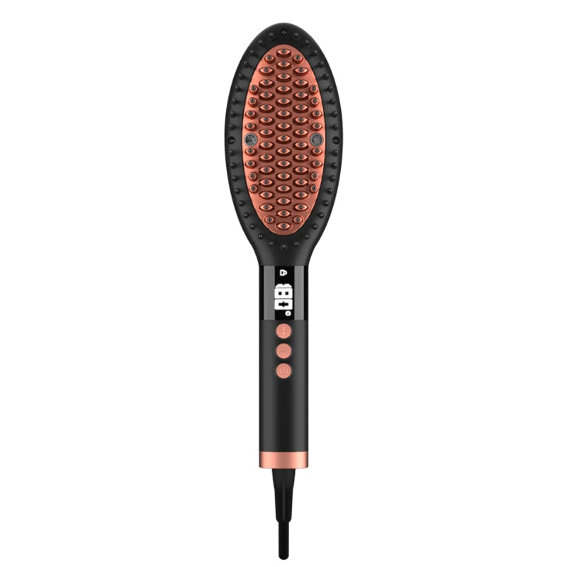 Fast Styling Hair Straightener Brush with Anti-Scald PTC Heater Negative Ion Ceramic