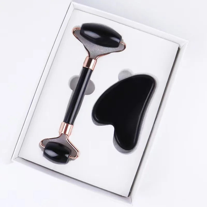 Natural Crystal Gua Sha Stone with Optional Face Roller in 9 Colors