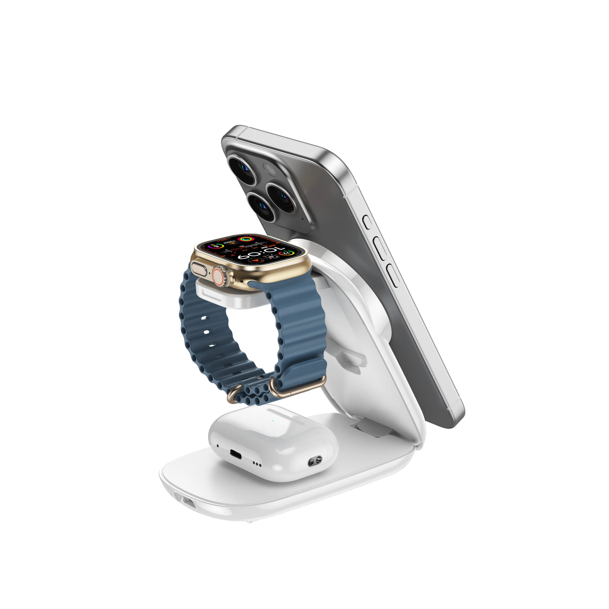 Mini Folding 3 in 1 Fast Wireless Charger Ultra Thin 3 in 1 Wireless Charging Station