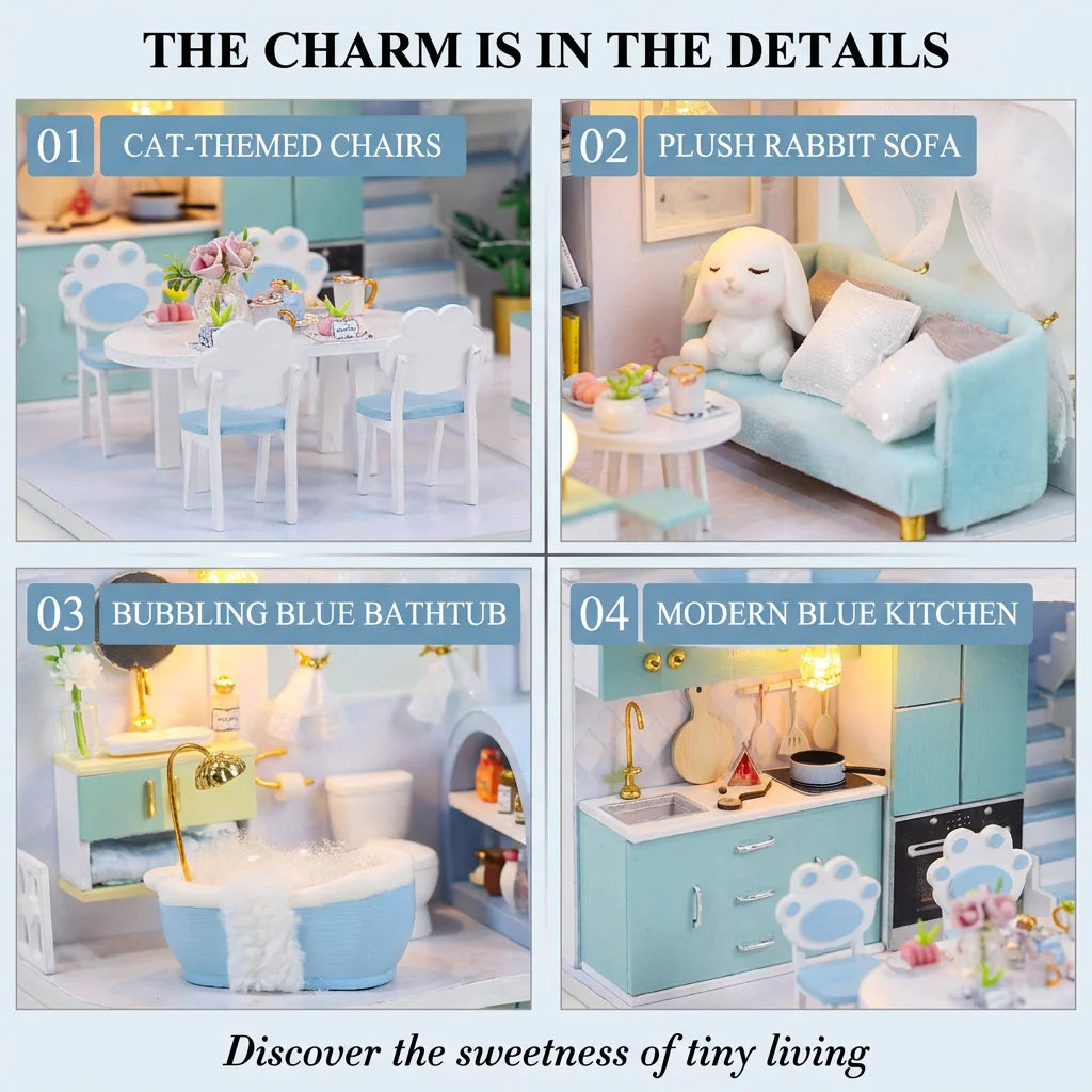 Educational Mini Doll House DIY Craft Kit Unisex Handmade Houses 1:24 Scale 3D Wooden