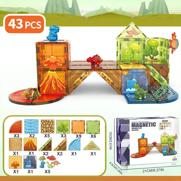 43pcs Dinosaur Magnet Dinosaur Toy With Printing Montessori Educational Plastic Magnetic
