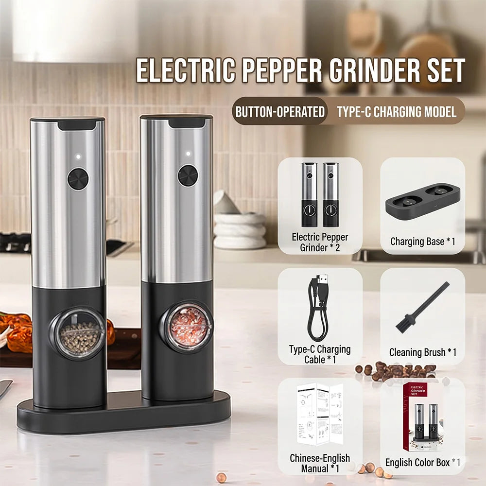 Gravity Sensing Electric Pepper Grinder Automatic Salt Spice Mill Kitchen Grinder