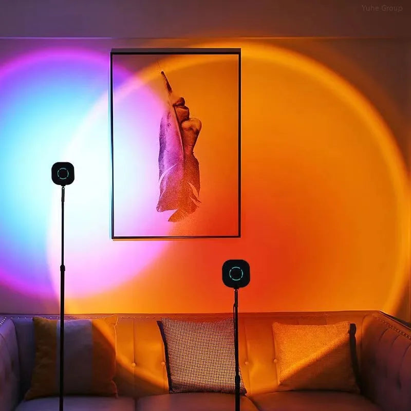 Creative E27 LED Projection Lamp Sunset Effect Black/Yellow Shadow for Live Photography